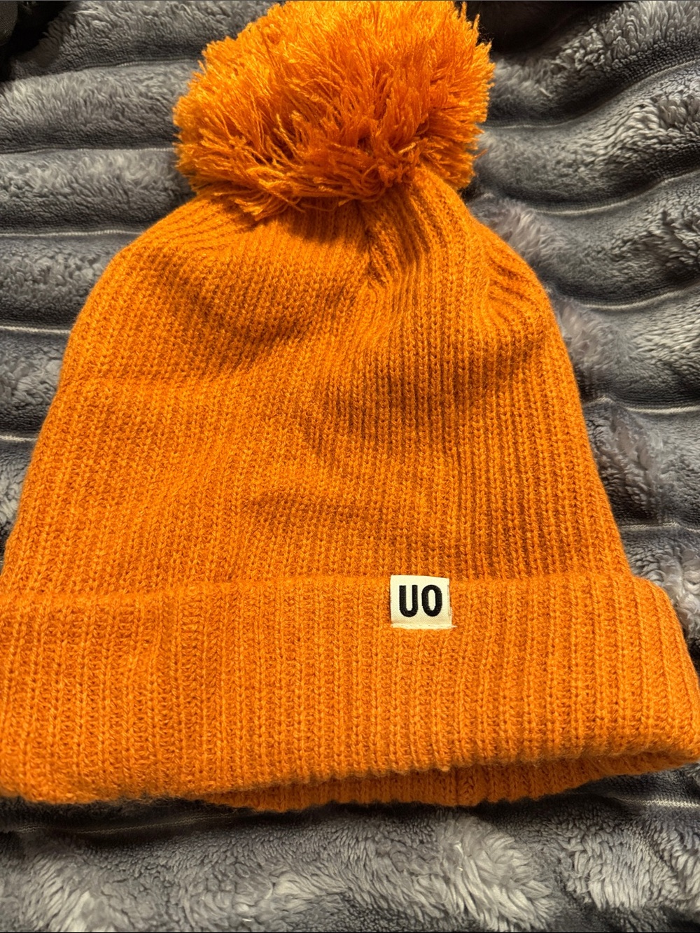Urban Outfitters Kids Bright Orange Pom Knit Beanie